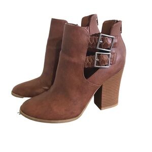 American Eagle Sander Braided heeled Booties brown cognac size 10 vegan
